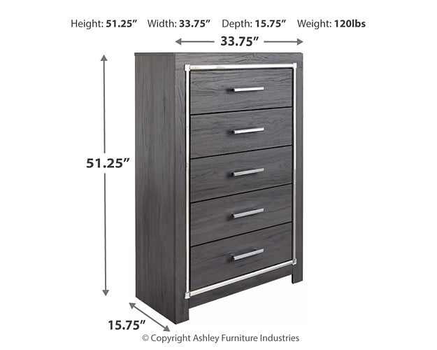 Lodanna Panel Bed With 2 Storage Drawers With Mirrored Dresser And Chest