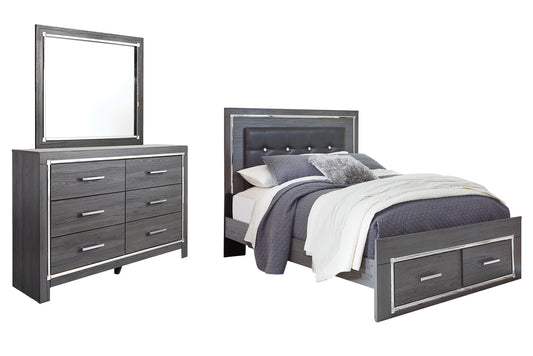 Lodanna Panel Bed With 2 Storage Drawers With Mirrored Dresser
