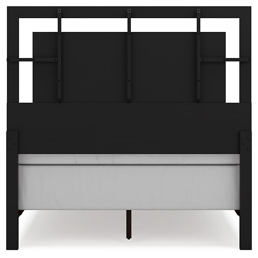 Full Panel Bed with Mirrored Dresser