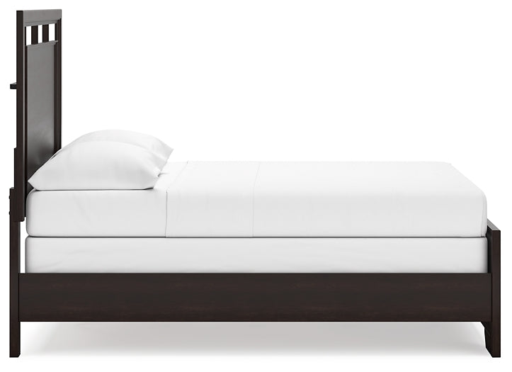 Full Panel Bed with Mirrored Dresser