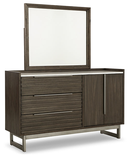 Arkenton Queen Panel Bed with Mirrored Dresser and 2 Nightstands