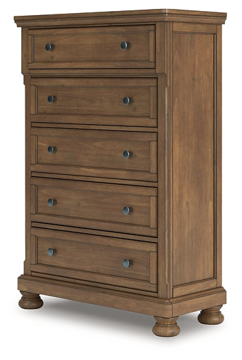Feddinger King Panel Bed with Mirrored Dresser and Chest