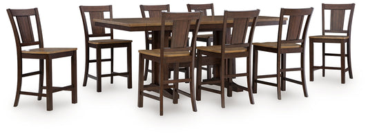 Rylandeen Counter Height Dining Table and 8 Barstools