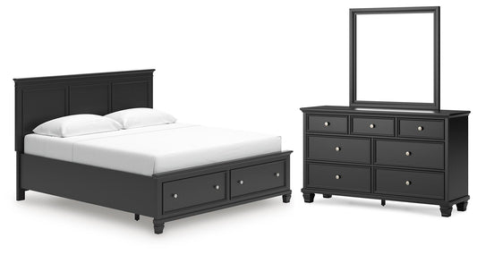 Lanolee King Panel Storage Bed, Dresser and Mirror