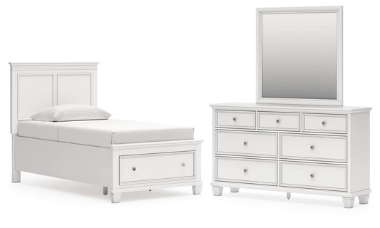 Fortman Twin Panel Storage Bed, Dresser and Mirror