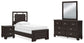 Twin Panel Bed with Mirrored Dresser and Nightstand
