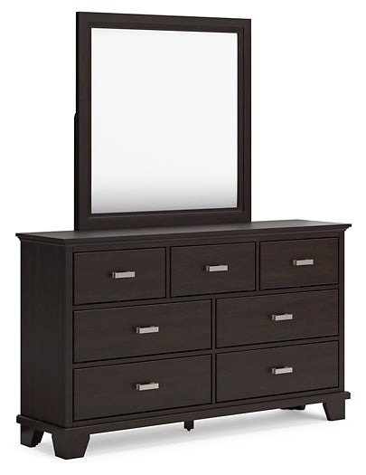 Twin Panel Bed with Mirrored Dresser and Nightstand