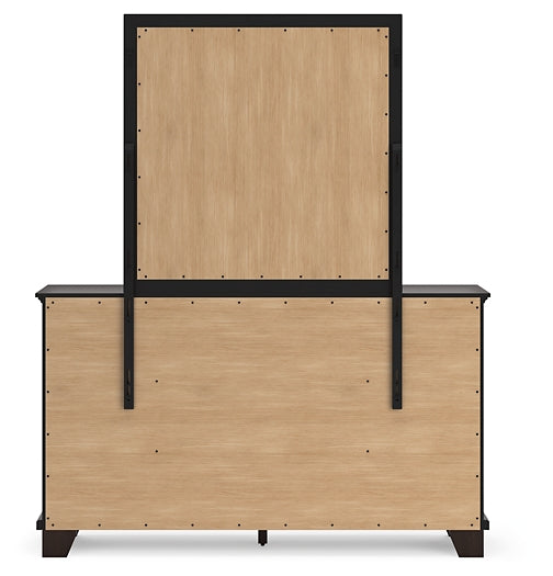 Twin Panel Bed with Mirrored Dresser and Nightstand