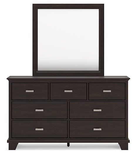 Twin Panel Bed with Mirrored Dresser and Nightstand