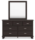 Twin Panel Bed with Mirrored Dresser and Nightstand