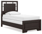 Twin Panel Bed with Mirrored Dresser and Nightstand