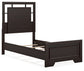Twin Panel Bed with Mirrored Dresser and Nightstand