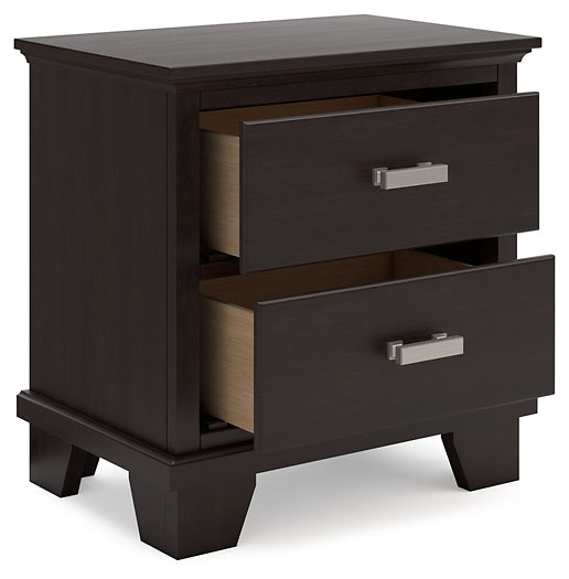 Twin Panel Bed with Mirrored Dresser and Nightstand