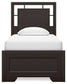 Twin Panel Bed with Mirrored Dresser and Nightstand
