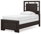 Twin Panel Bed with Mirrored Dresser and Nightstand
