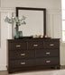 Twin Panel Bed with Mirrored Dresser and Nightstand