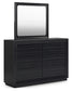 Londer King Panel Bed with Mirrored Dresser and Chest