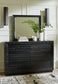 Londer King Panel Bed with Mirrored Dresser and Chest