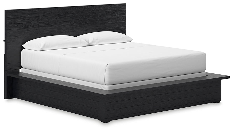 Londer California King Panel Bed with Mirrored Dresser, Chest and 2 Nightstands