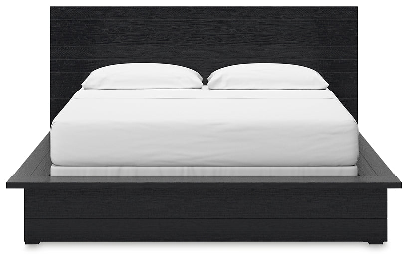 Londer California King Panel Bed with Mirrored Dresser, Chest and 2 Nightstands