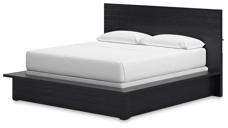 Londer California King Panel Bed with Mirrored Dresser, Chest and 2 Nightstands