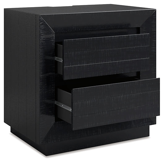 Londer California King Panel Bed with Mirrored Dresser, Chest and 2 Nightstands