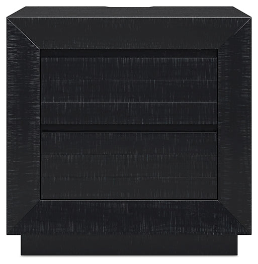 Londer King Panel Bed with Mirrored Dresser and Nightstand