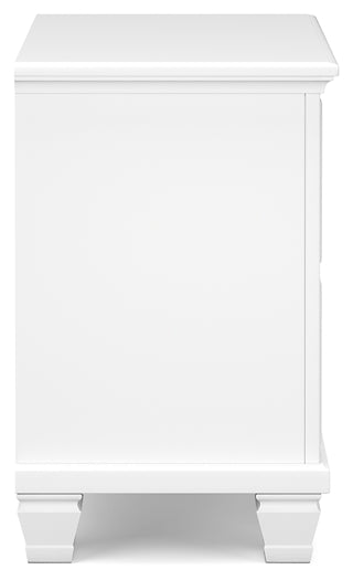 Fortman Queen Panel Bed with Mirrored Dresser, Chest and Nightstand