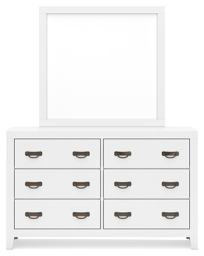 Binterglen California King Panel Bed with Mirrored Dresser and Chest