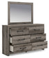 Graystorm King Panel Bed with Mirrored Dresser and Chest