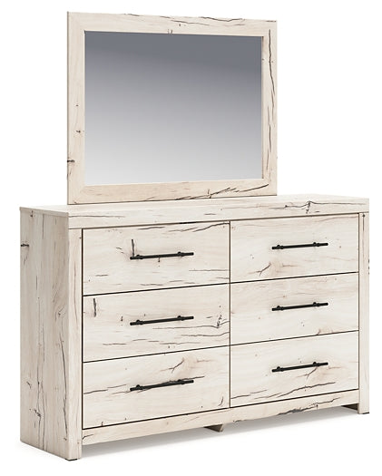 Lawroy Twin Panel Headboard with Mirrored Dresser, Chest and Nightstand