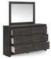 Hollivern Twin Panel Bed with Mirrored Dresser
