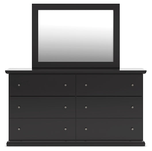 Twin Panel Bed with Mirrored Dresser and Chest