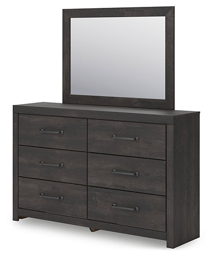 Hollivern Twin Panel Bed with Storage with Mirrored Dresser and Chest