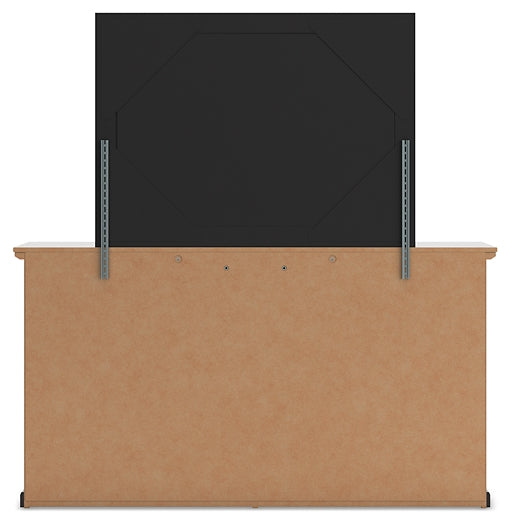 Twin Panel Bed with Mirrored Dresser