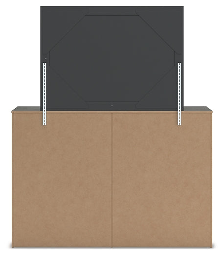 King Panel Bed with Mirrored Dresser and Nightstand