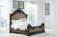 Maylee California King Upholstered Bed with Mirrored Dresser and Chest