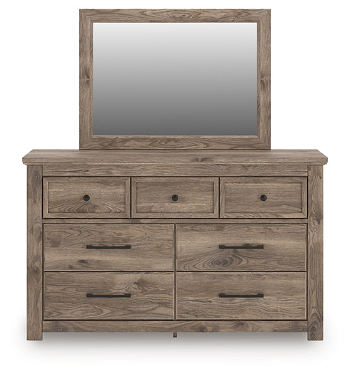 Rusticott California King Poster Bed with Mirrored Dresser