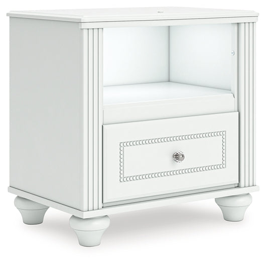 Kozlani Full Upholstered Panel Bed, Dresser, Mirror and Nightstand