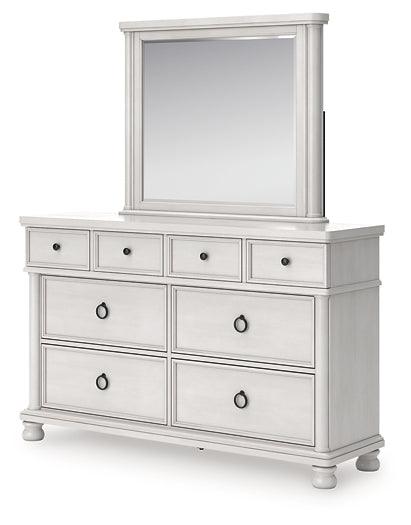Rowlenstown King Poster Bed, Dresser and Mirror