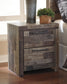 Derekson King Panel Bed with 2 Storage Drawers with Mirrored Dresser, Chest and Nightstand