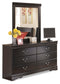 Huey Vineyard Queen Sleigh Headboard with Mirrored Dresser, Chest and Nightstand