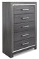 Lodanna King Panel Bed with 2 Storage Drawers with Mirrored Dresser and 2 Nightstands