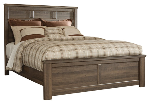 Juararo California King Panel Bed with Mirrored Dresser, Chest and 2 Nightstands