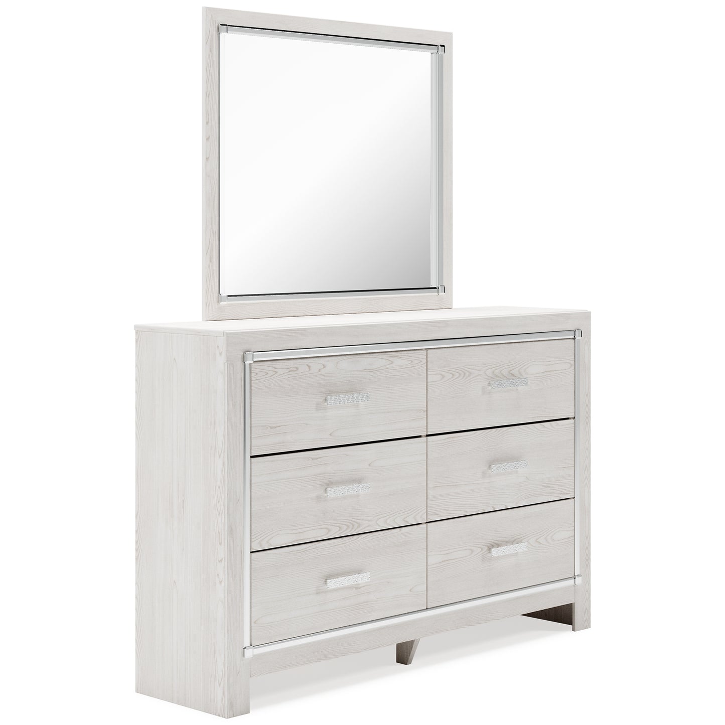 Altyra King Bookcase Headboard with Mirrored Dresser, Chest and 2 Nightstands