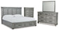 Russelyn King Storage Bed with Mirrored Dresser and Chest