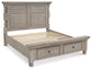 Harrastone King Panel Bed with Mirrored Dresser and 2 Nightstands